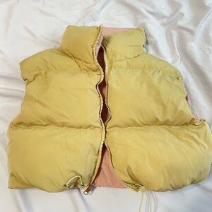 SHEIN tan/pink puffer vest L